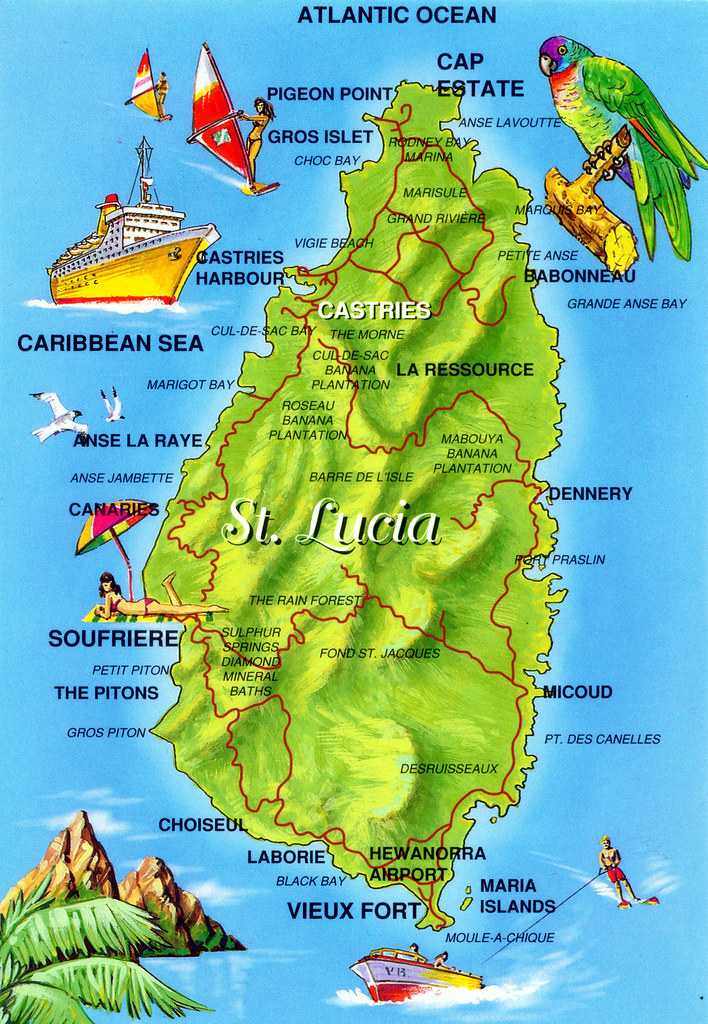 Postcard Map of St. Lucia Stephanie & Sean Ware Flickr