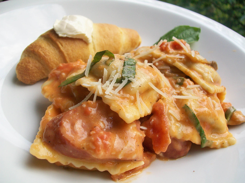 Vodka Sauce Sausage Ravioli Mushroom raviolis with vodka s… Flickr