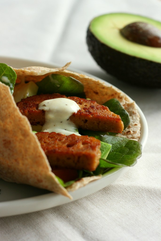 Seitan Tortilla Wraps Whole wheat tortillas with fried sei… Flickr