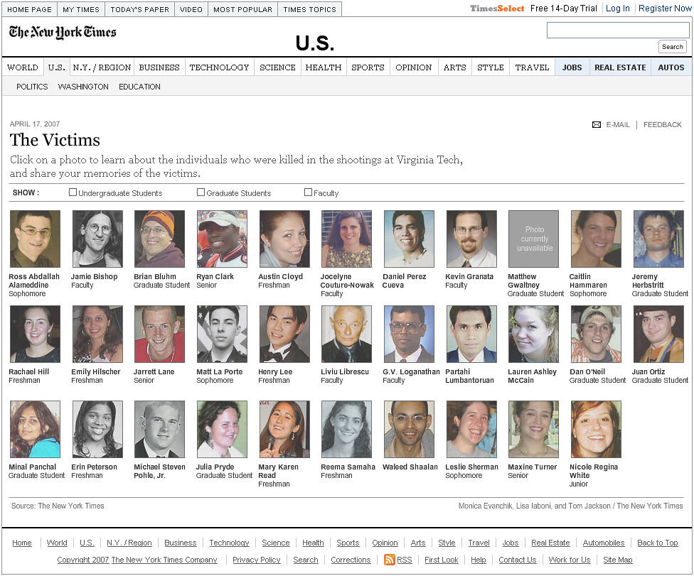 Virginia Tech Shooting Victims This is a screen shot from … Flickr
