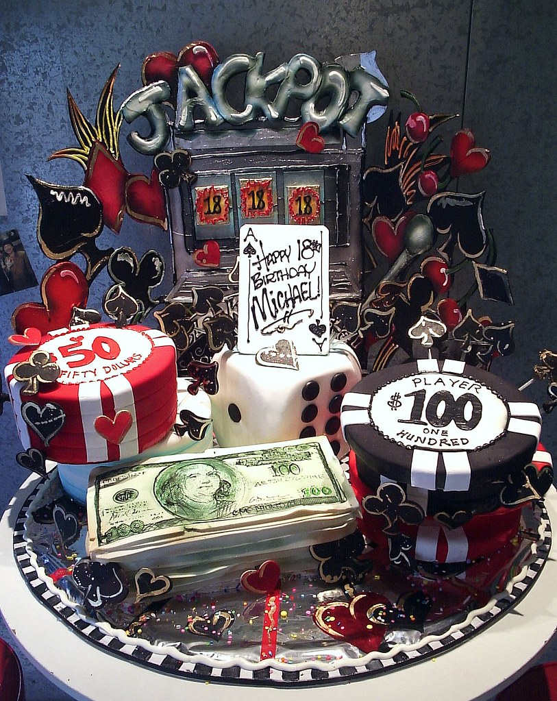 Jackpot 3D cake depicting gambling items. All edible, exc… Flickr