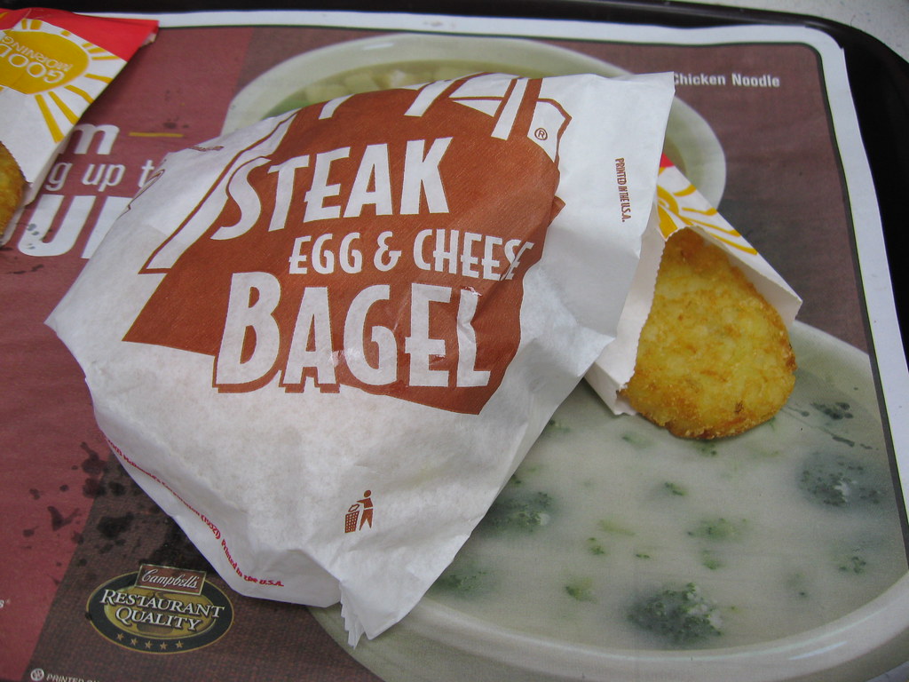McDonald's Steak, egg and cheese bagel with hashbrowns Flickr