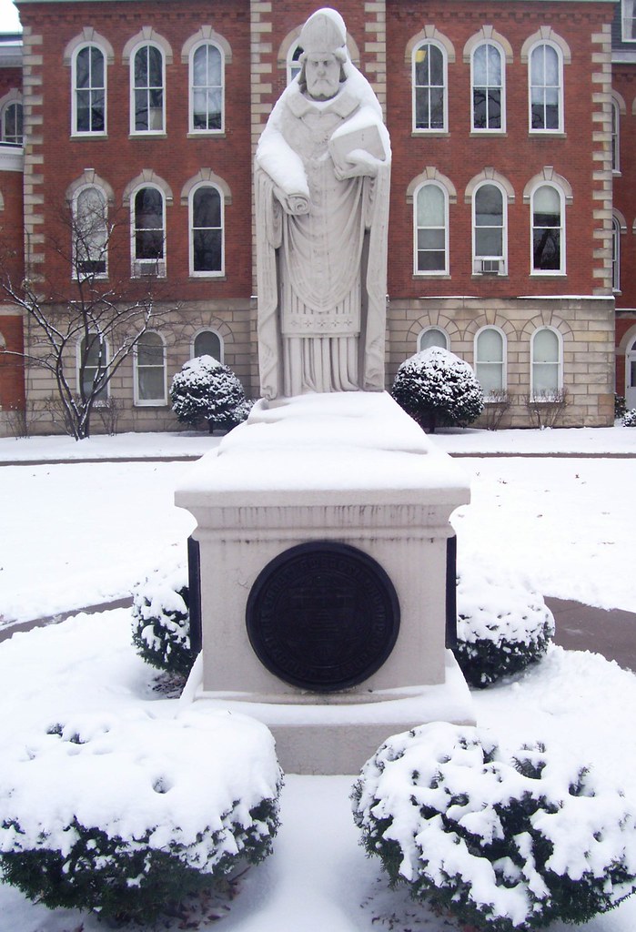 St. Ambrose in the snow statue of Saint Ambrose, of… Flickr