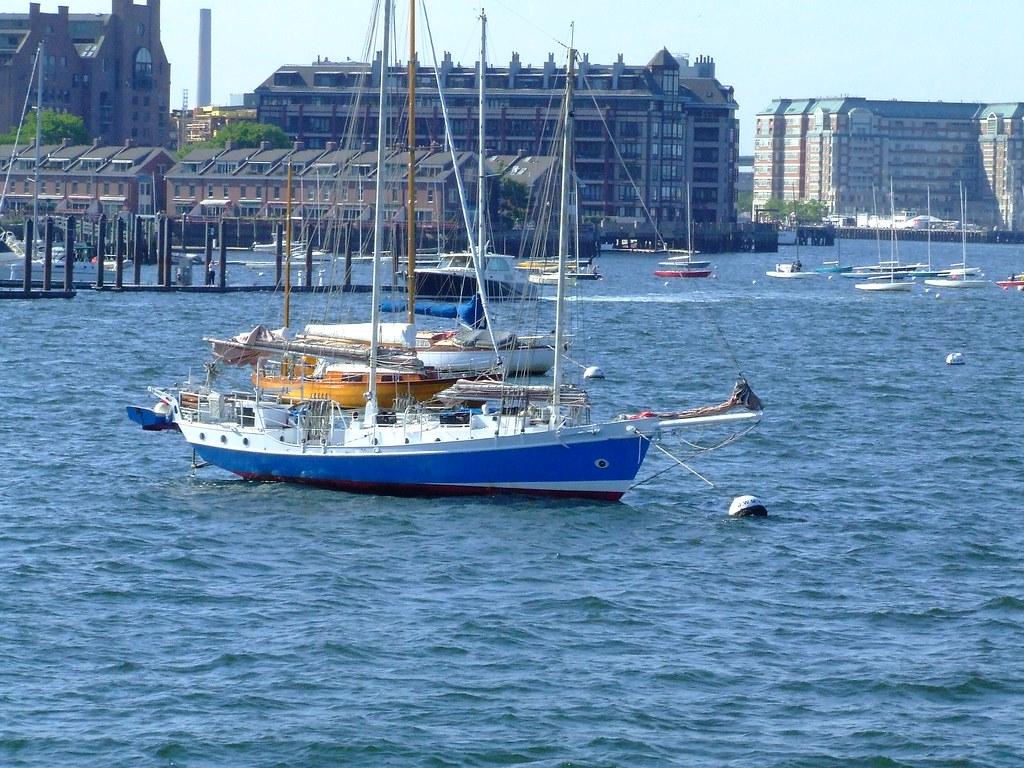 Sailboat at anchor in Boston harbor Sailboat in Boston Har… Flickr