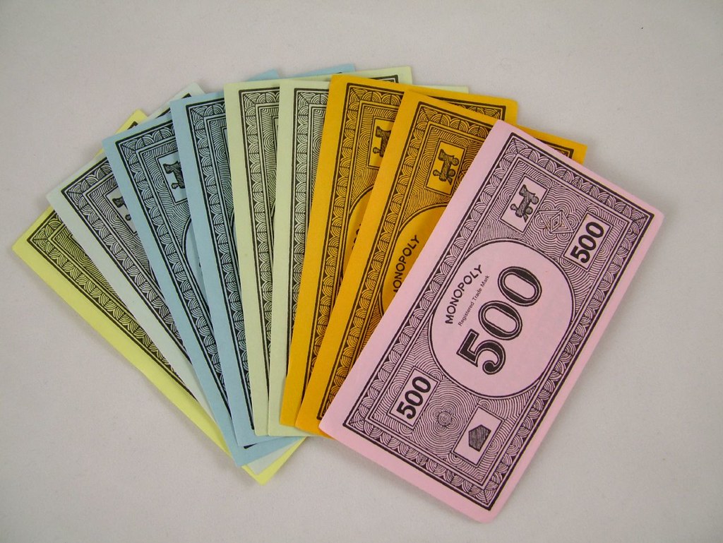 Monopoly Close up photo of Monopoly money, taken from TV C… Flickr