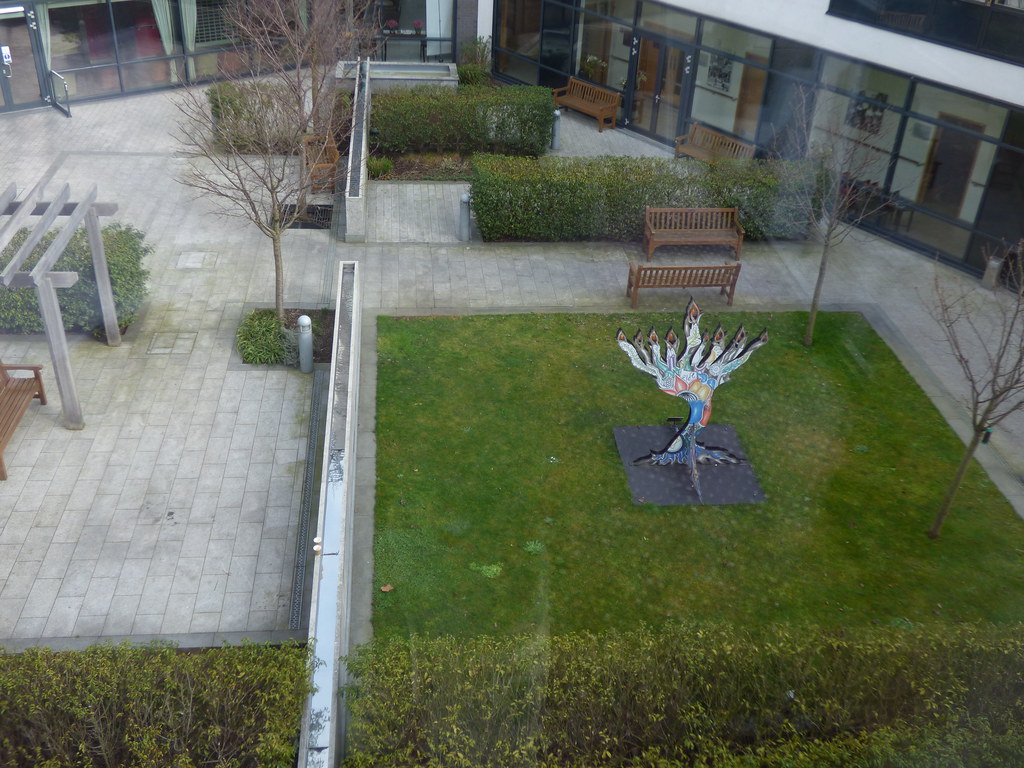 Sellig Court Golders Green, London Menorah in the courtyard a