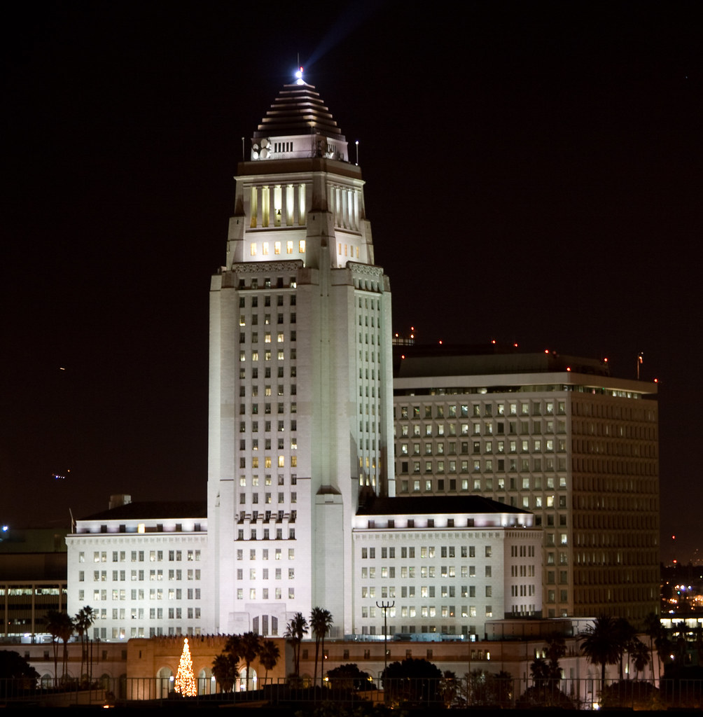 LA City Hall City Hall in Downtown LA night Ron Flickr