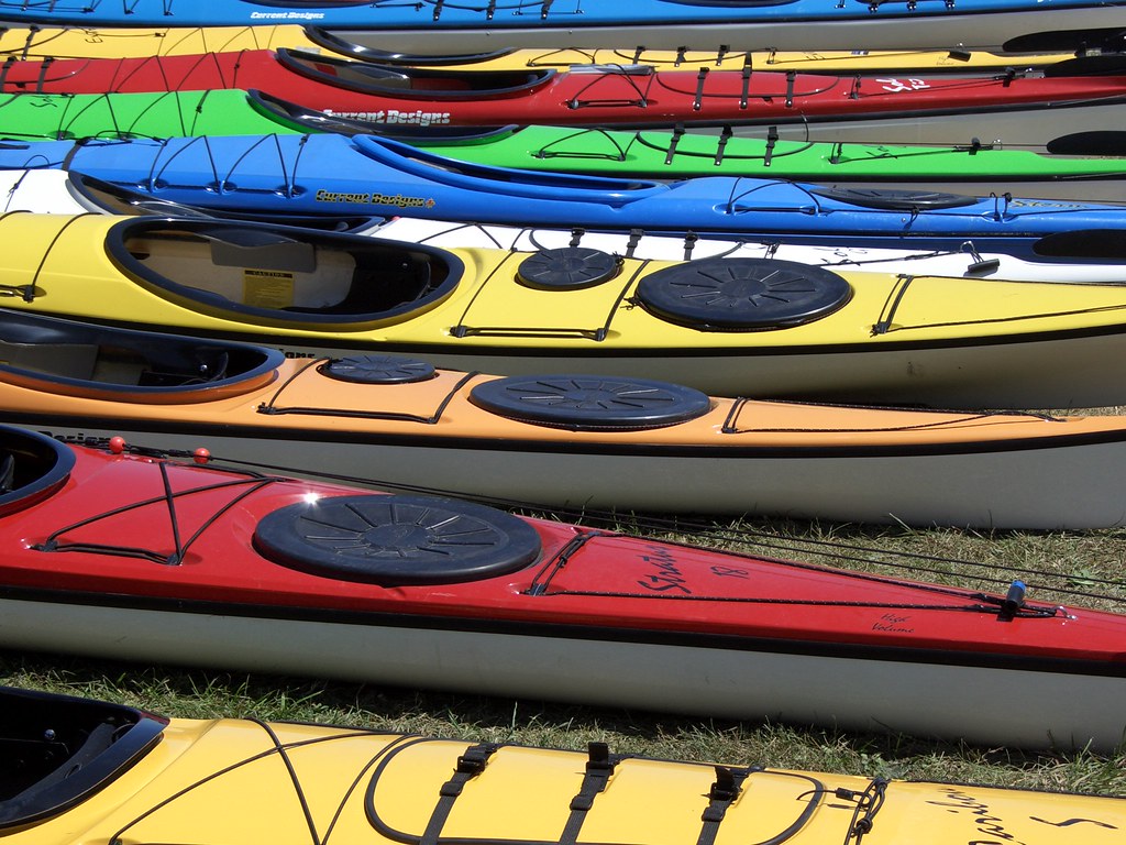 Colorful Kayaks A kayak convention at Rowley's Bay. Leila K. Flickr