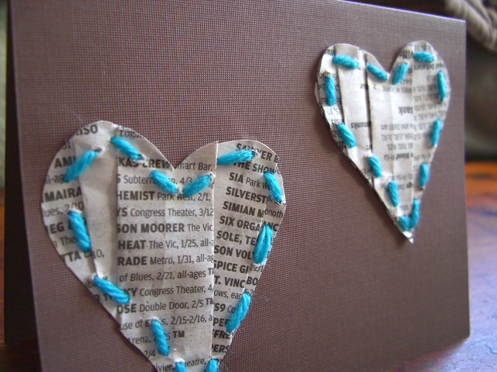 folded newspaper and yarn valentine, brown valentines in 3… Flickr