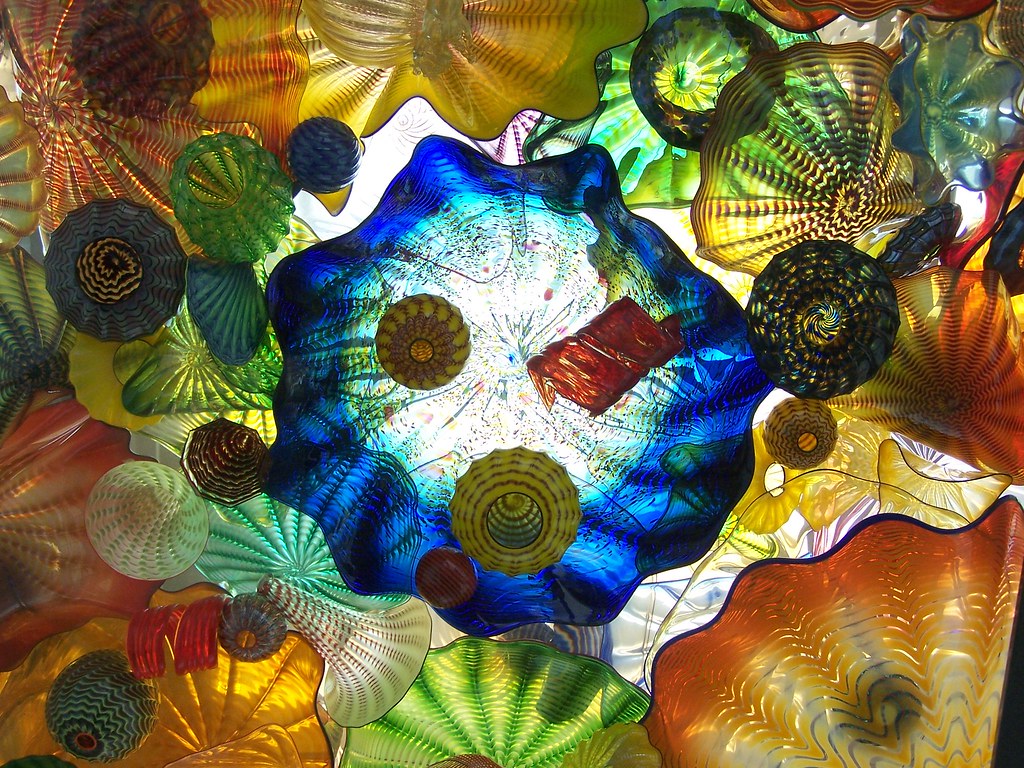 blown glass Glass art work in ceiling of overpass Ron Kipperman