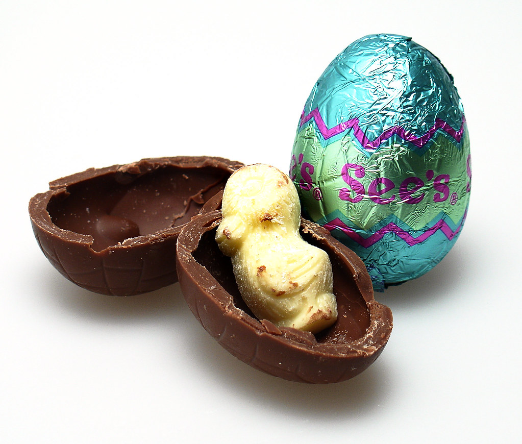 Hollow Eggs with White Chocolate Chick Milk chocolate eggs… Flickr