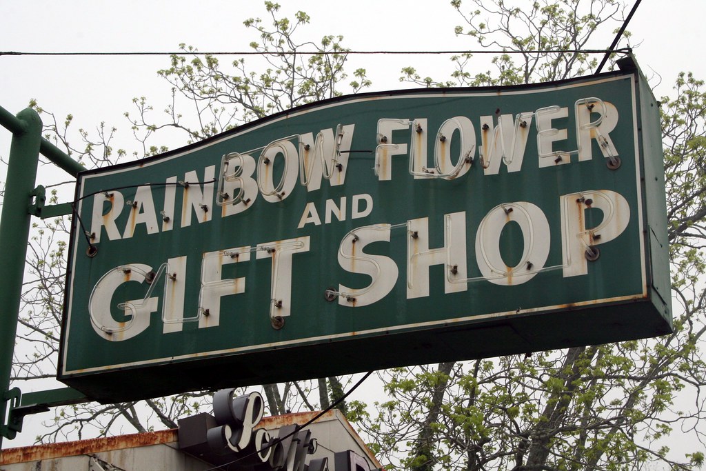 rainbow flower and gift shop neon sign Chris in Round Top Flickr