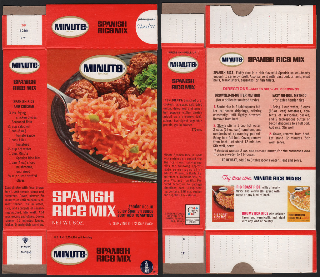 General Foods Minute Rice Spanish Rice Mix box file flat … Flickr