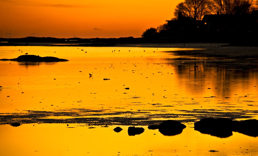 Golden waters Sunset on Long Island Sound, Guilford, CT. slack12