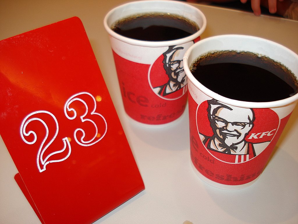KFC served us mini drinks while they prepared our order Flickr