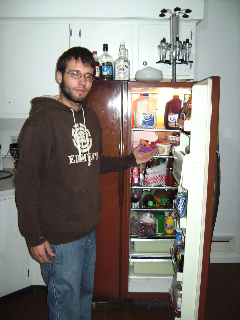 SANY2483 Doing his MTV "Cribs" tour of his fridge. kramerdw Flickr