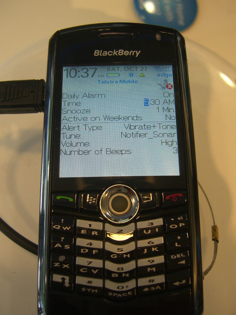 Blackberry Pearl Alarm Settings "Interesting" interface.… Flickr