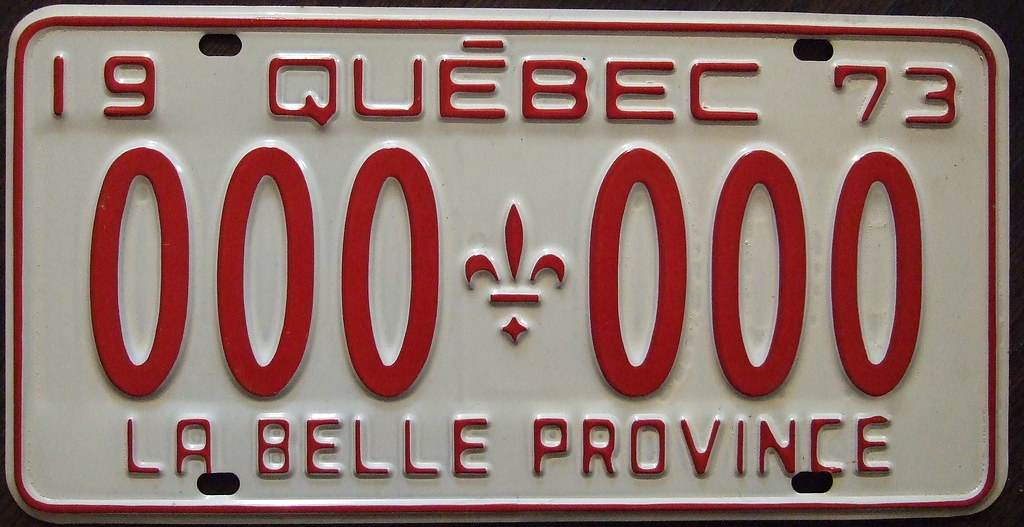 QUEBEC 1973 license plate SAMPLE Jerry "Woody" Flickr