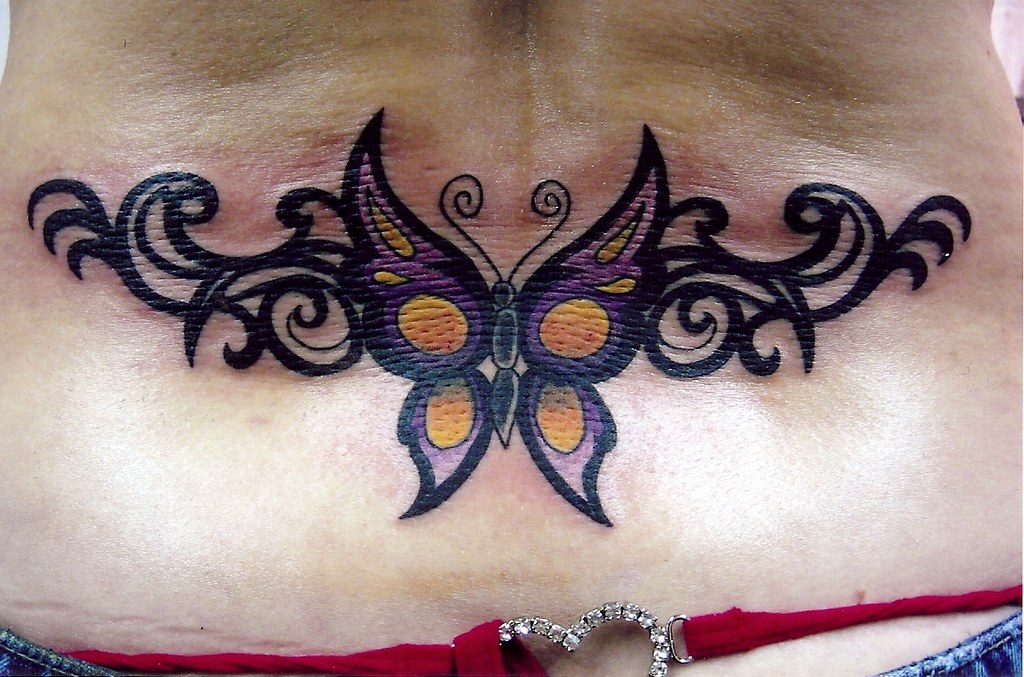 lower back butterfly tattoo Sacred Heart Tattoo, Lincoln NE Flickr