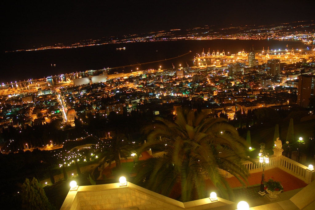 Haifa Israel at Night Northern Israel port city of Haifa a… Flickr