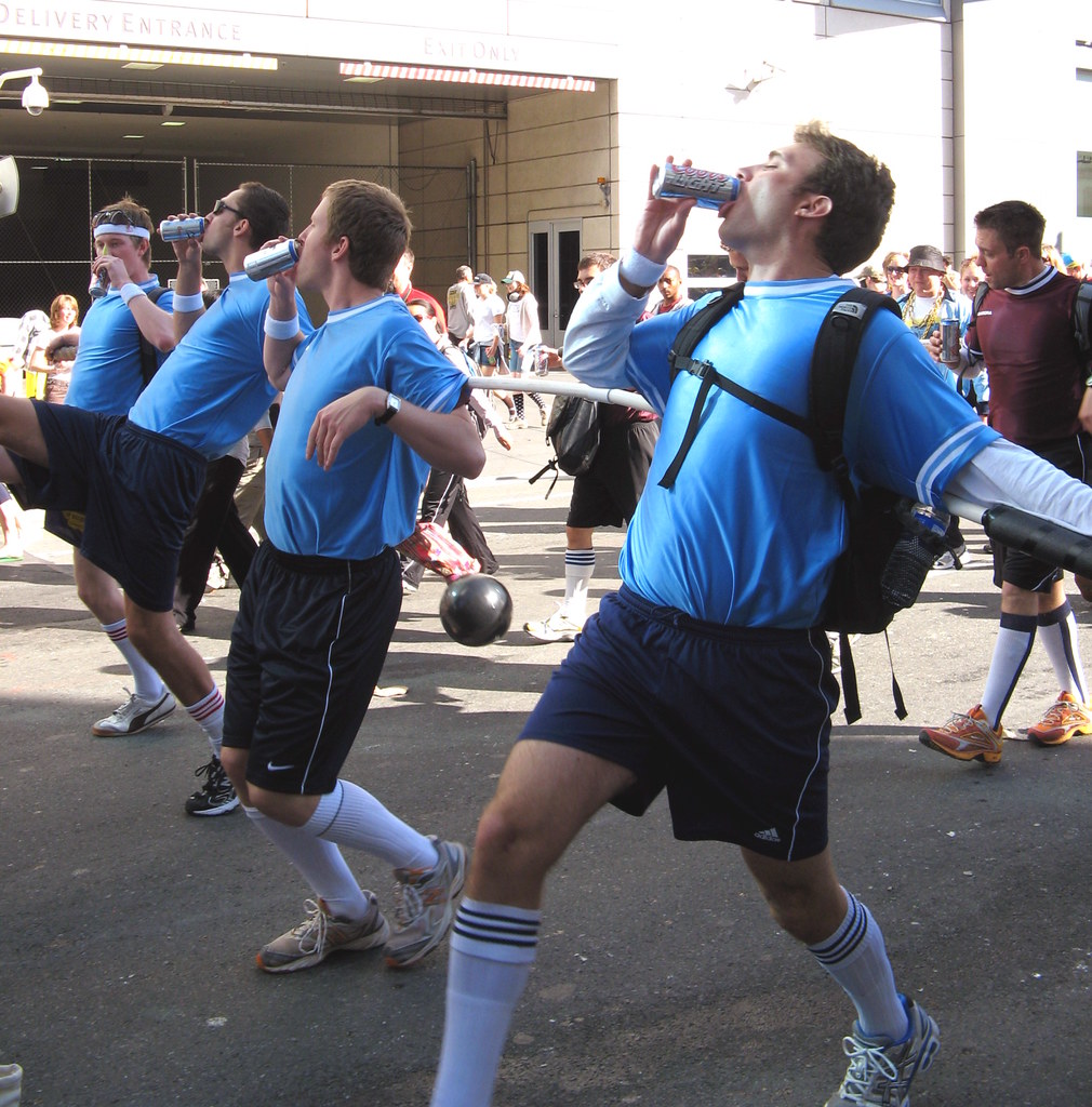 Foosball An 8man foosball costume (four in front, in blue… Flickr