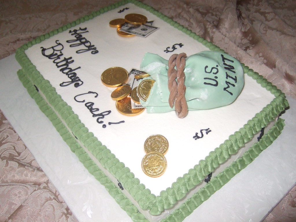 Bag Of Money Birthday Cake 13x9 white cake with whipped bu… Flickr