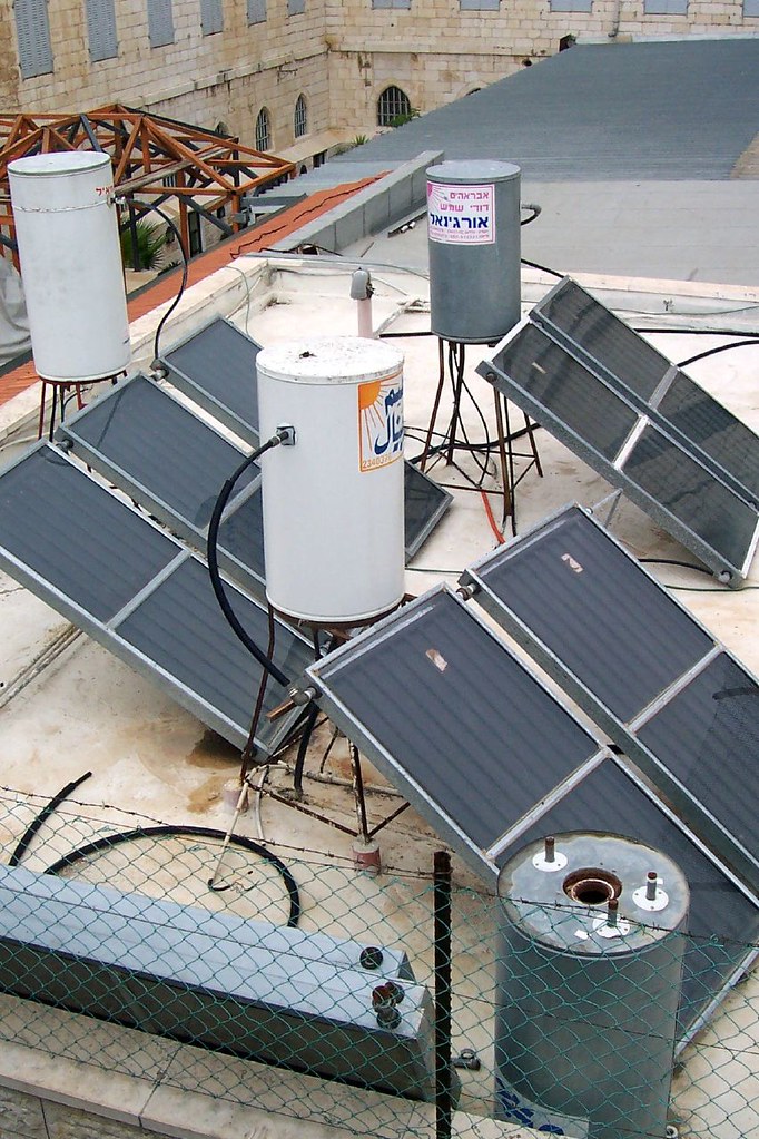 Solar hot water heaters are found on many Israeli homes Flickr