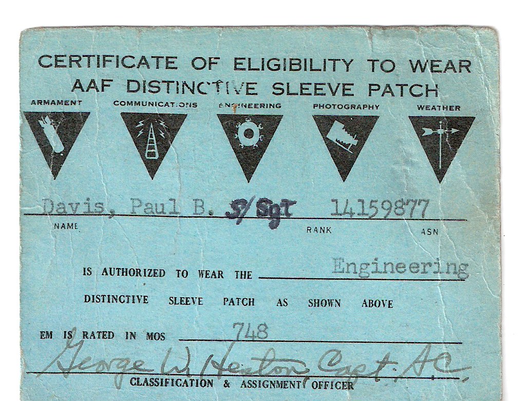 Certificate of Eligibility to Wear AAF Distinctive Sleeve … Flickr