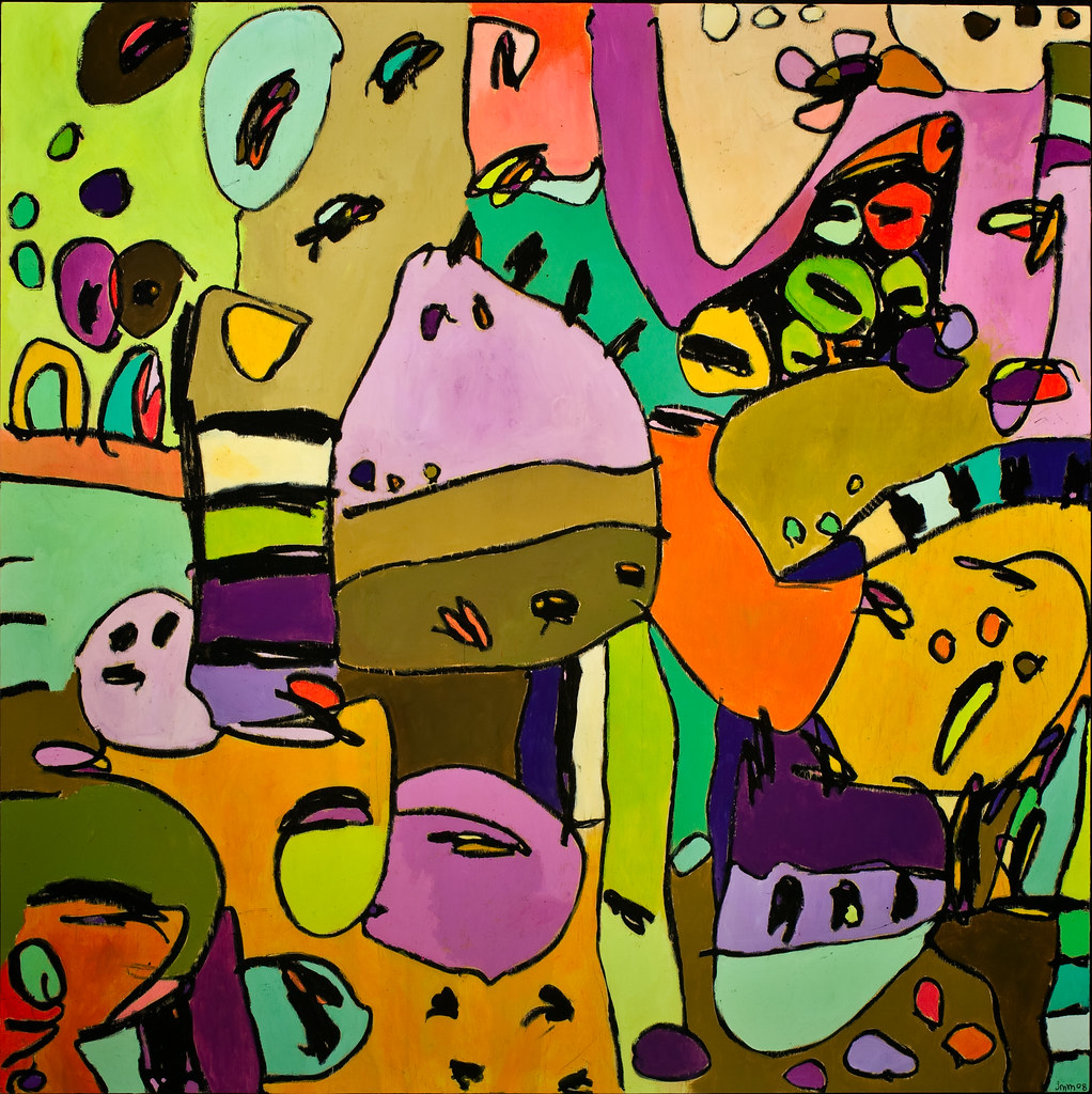 realized 48x48 in oil stick, acrylic paint on panel Jennifer Mercede Flickr