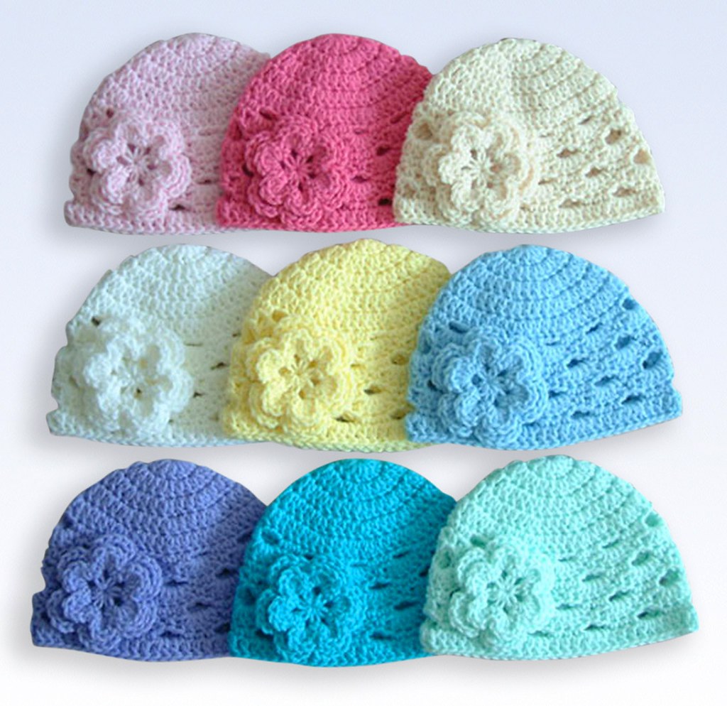 Crochet Beanie Hat Cap With Flower Handmade crochet beanie… Flickr