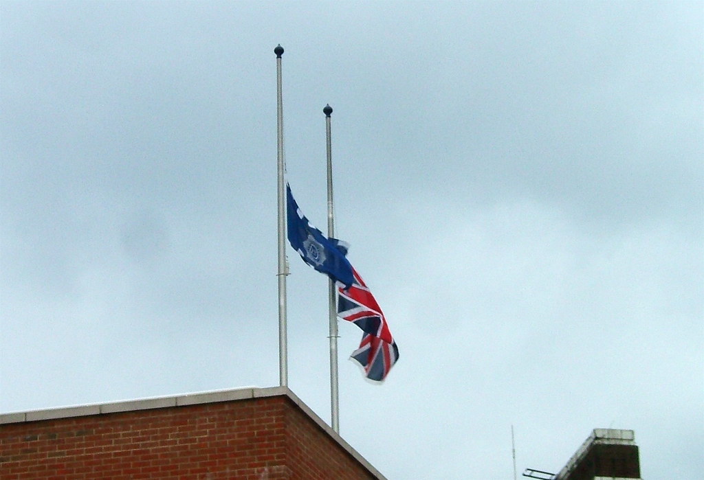 HalfMast Flags over Lewisham police station at half mast Adam