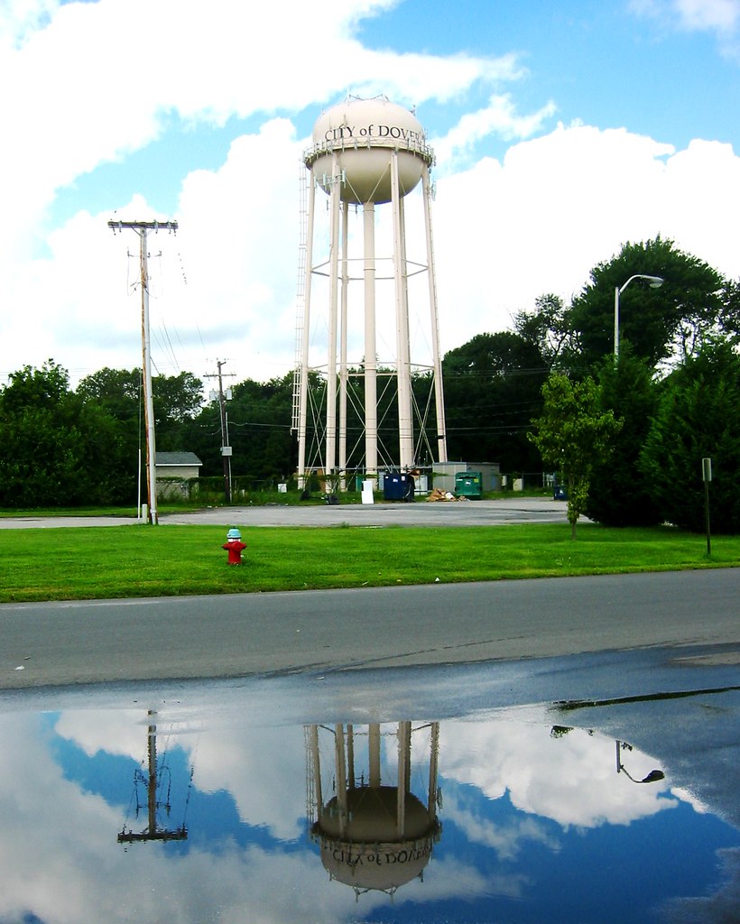 The Dover Water Tower, Reflected Mike Mahaffie Flickr