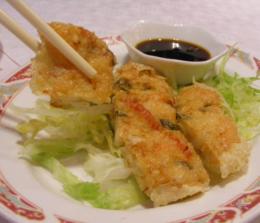 Shrimp Stuffed Tofu Fried tofu sheets, I think. Filled wit… Flickr