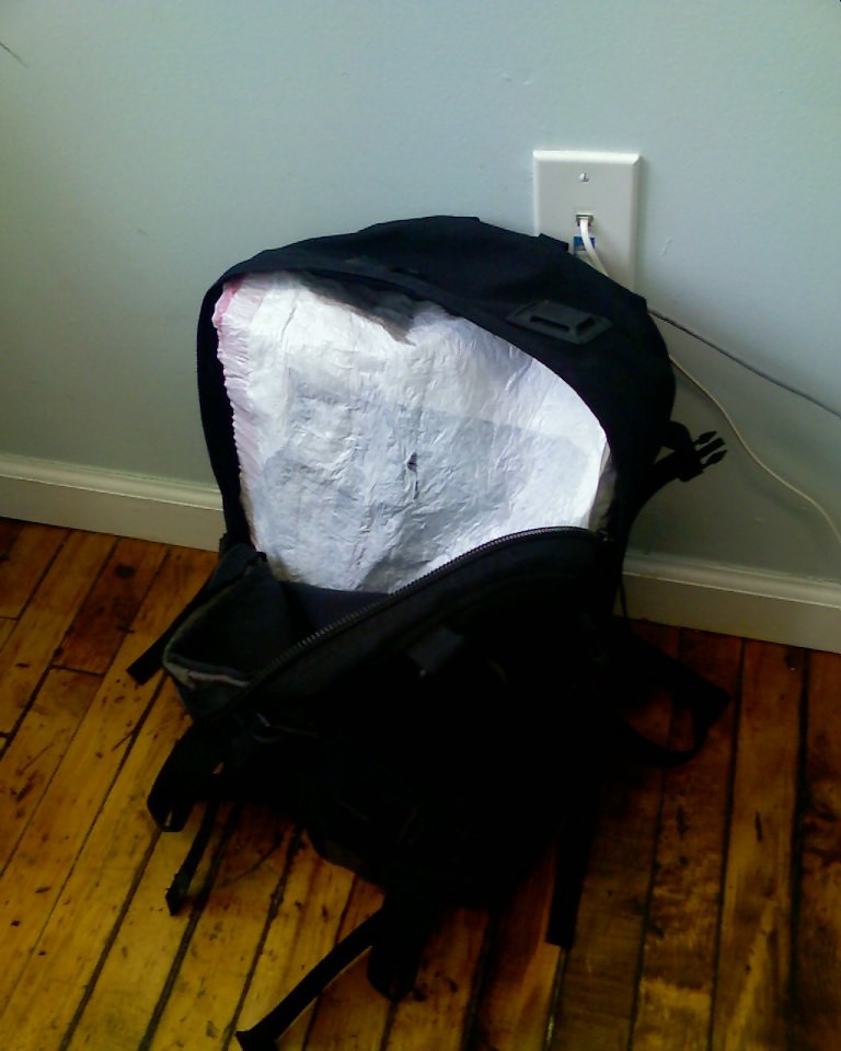 My DIY waterproof backpack liner Inside the host bag, with… Flickr