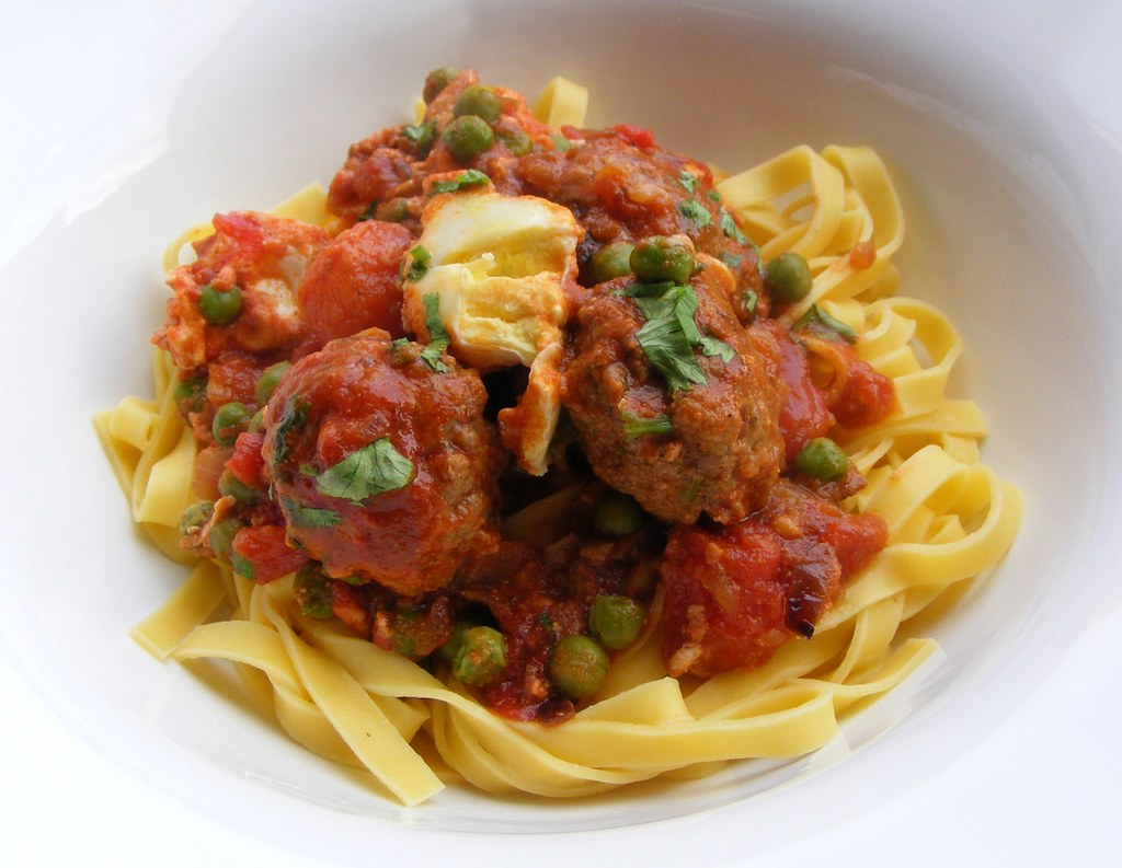 Lamb Meatballs with quail eggs in tomato sauce Hairy Biker… Flickr
