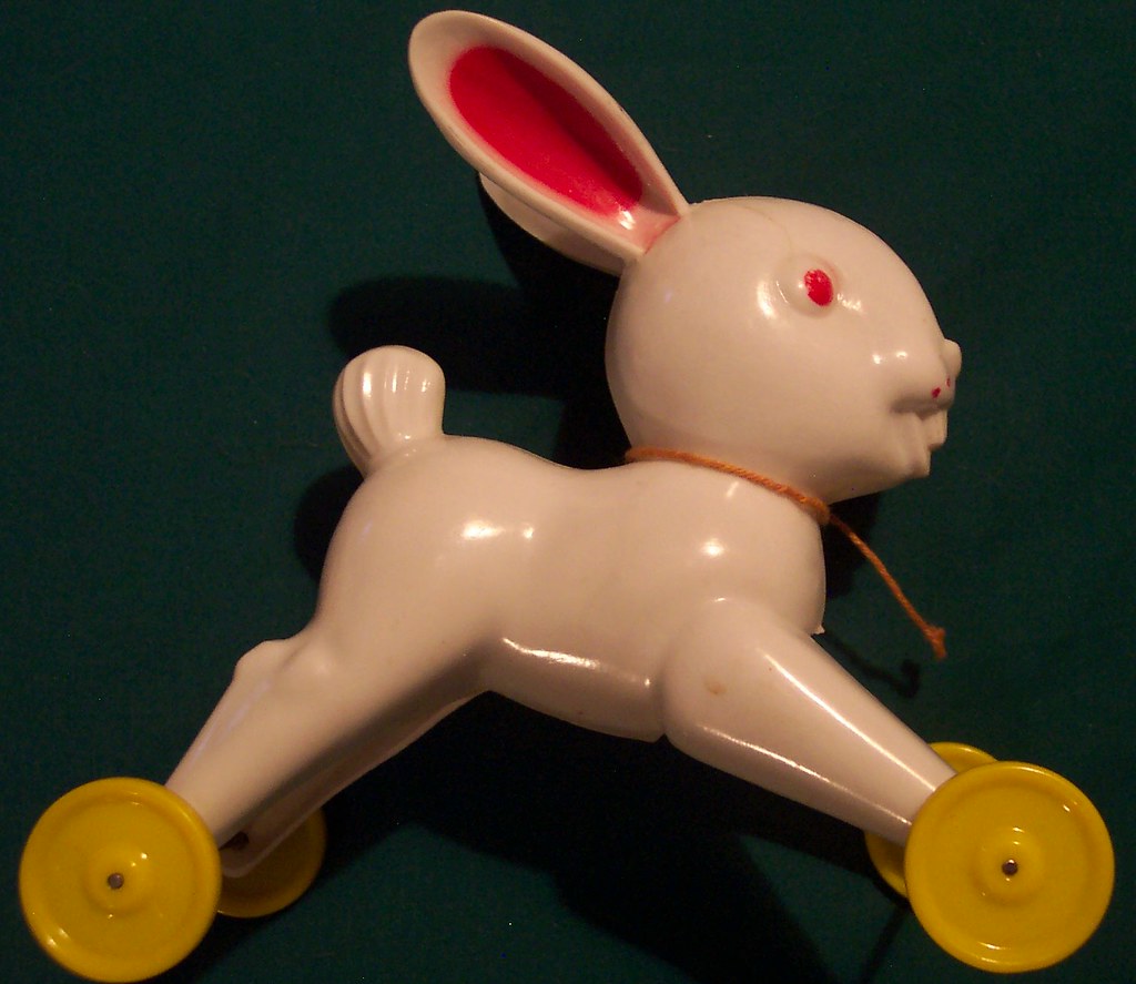 Vintage Hard Plastic Easter Rabbit on wheels 5 1/2 inches … Flickr