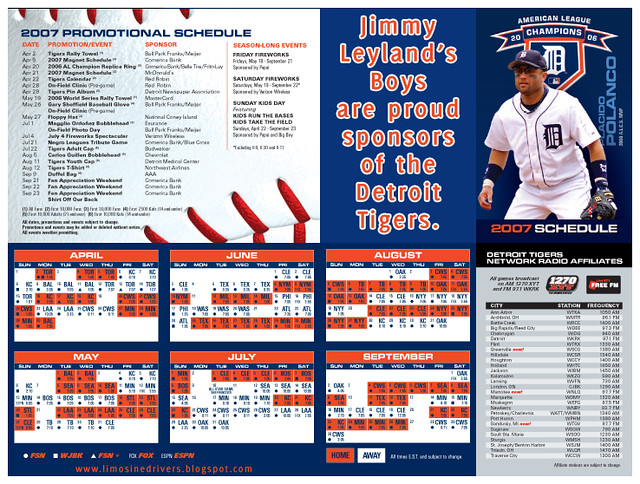 detroit tigers promotional schedule 2023 Detroit Tigers 2007 Schedule Sponsored by Jimmy Leyland's … Flickr