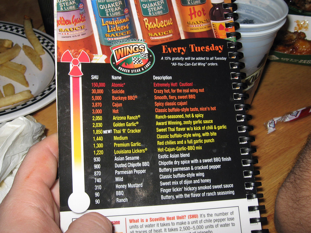 Quaker Steak and Lube the menu of sauces thewingreview Flickr