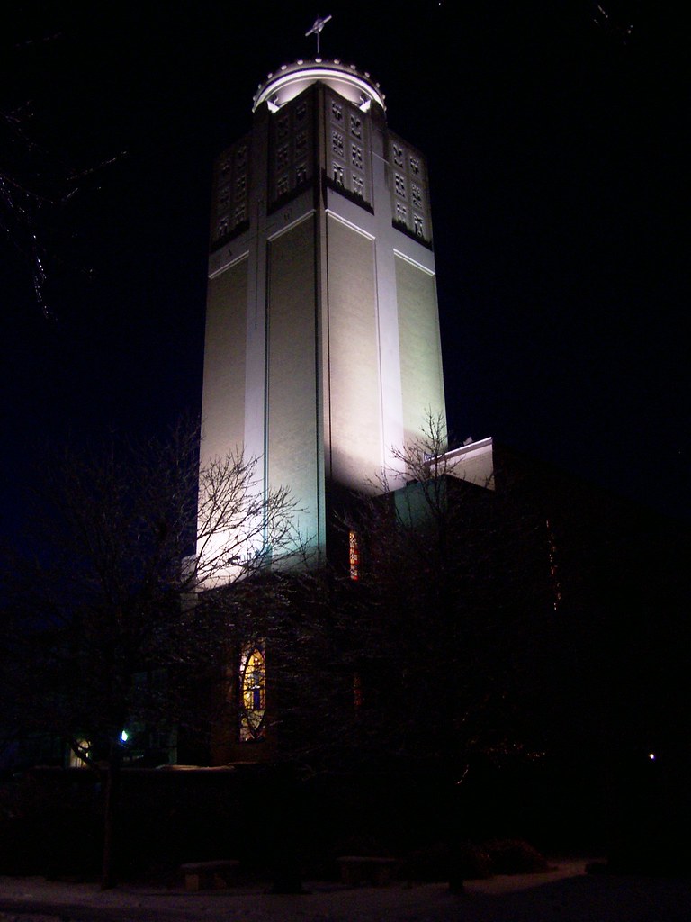 Christ the King at night Christ the King Chapel, Saint Amb… Flickr