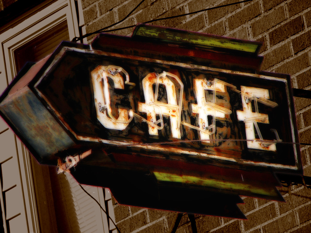 CAFE I have driven by this sign in Graettinger, Iowa, seve… Flickr