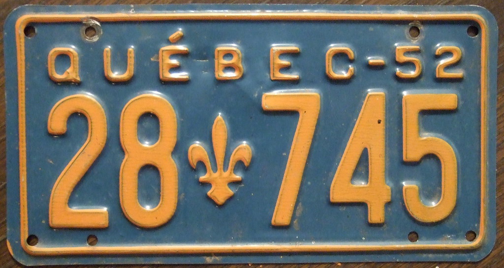 QUEBEC 1952 license plate Jerry "Woody" Flickr
