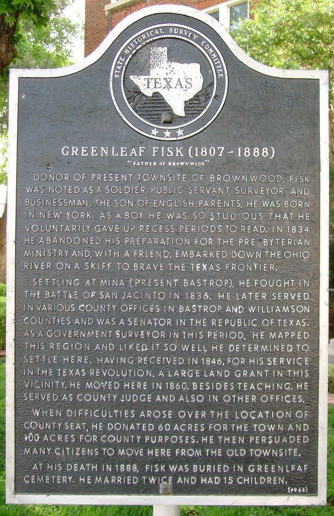 Greenleaf Fisk Marker (Brownwood, Texas) Located in front … Flickr