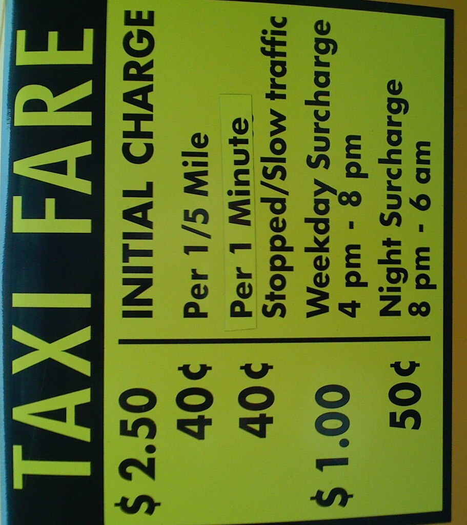 taxi fare fare chart on side of NYC taxi cab BooWow Flickr