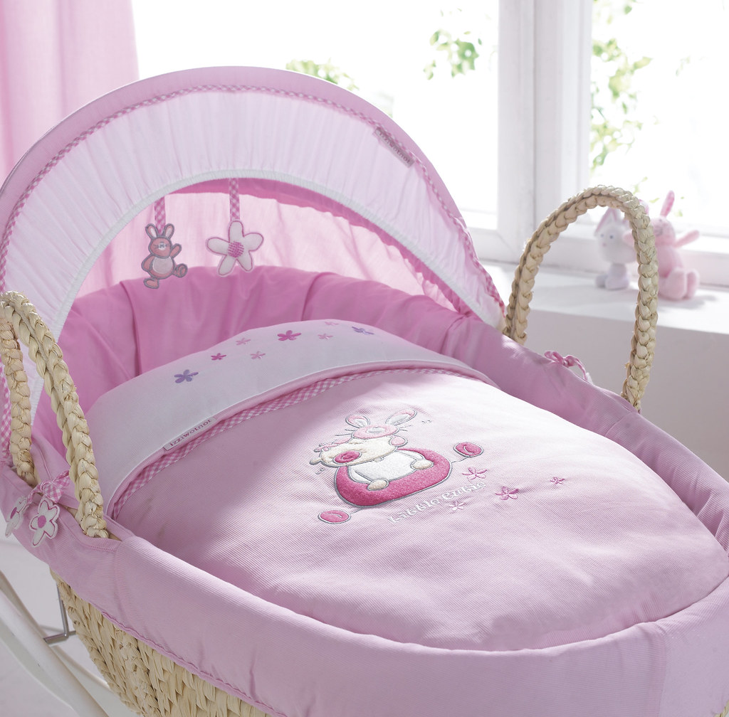 Pink Izziwotnot moses basket as stocked on Scribbletree Flickr