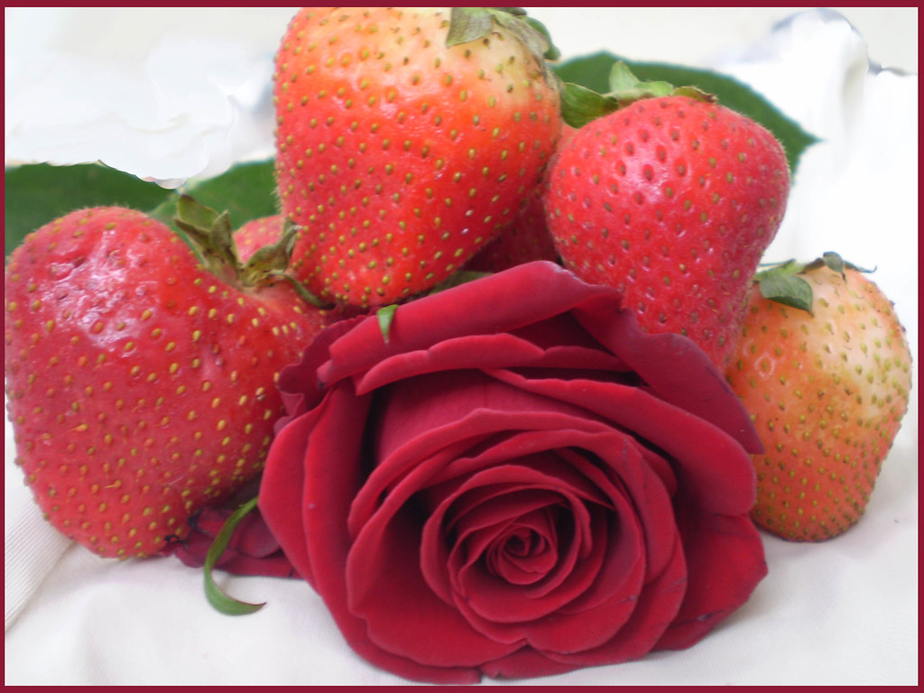 Strawberries & Rose A romantic combination ♥ Sylvia Levinson Flickr