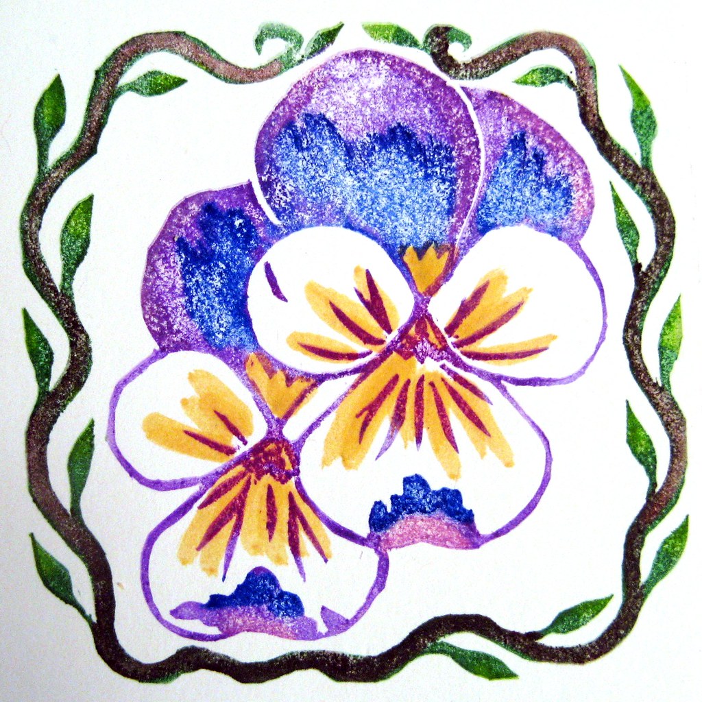 0211 pansy stamp I carved this stamp based on the photo by… Flickr