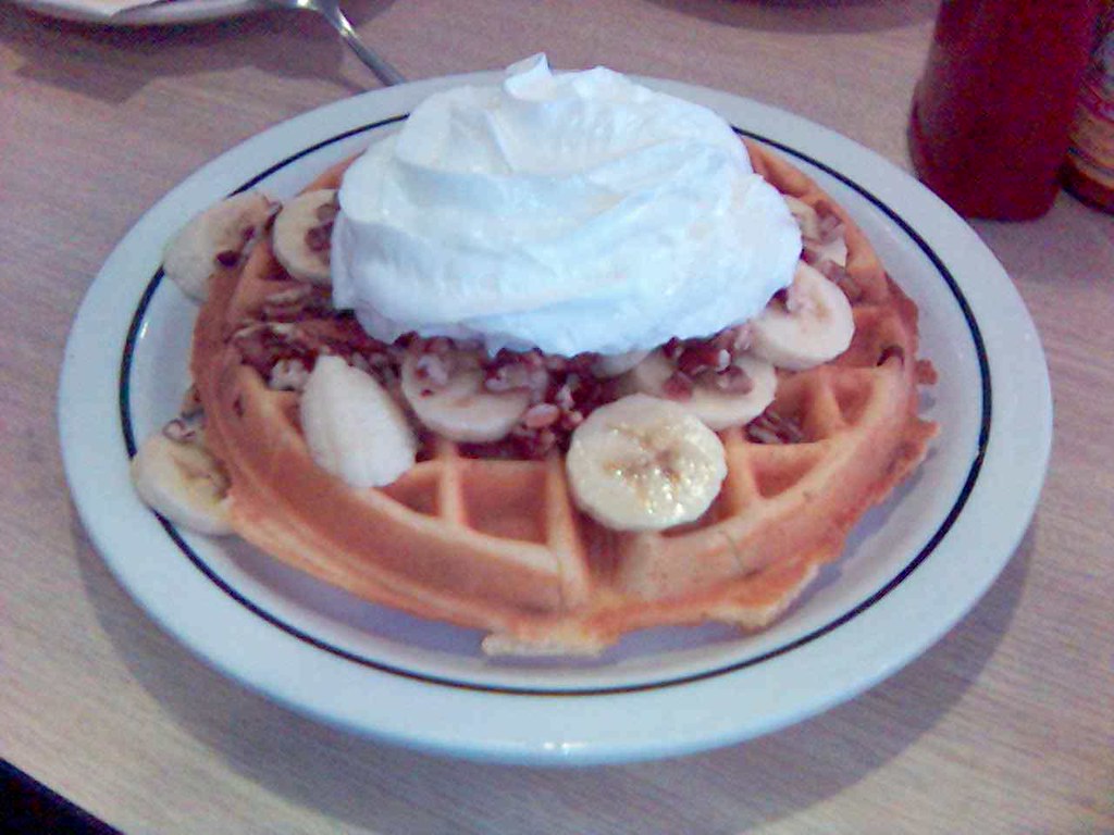 IHOP Belgian waffle with banana IHOP yummyinthetummyblog Flickr