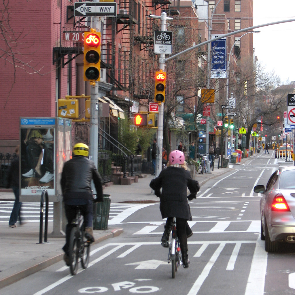 Bike Lane Built for Two New York City's new, physicallyse… Flickr