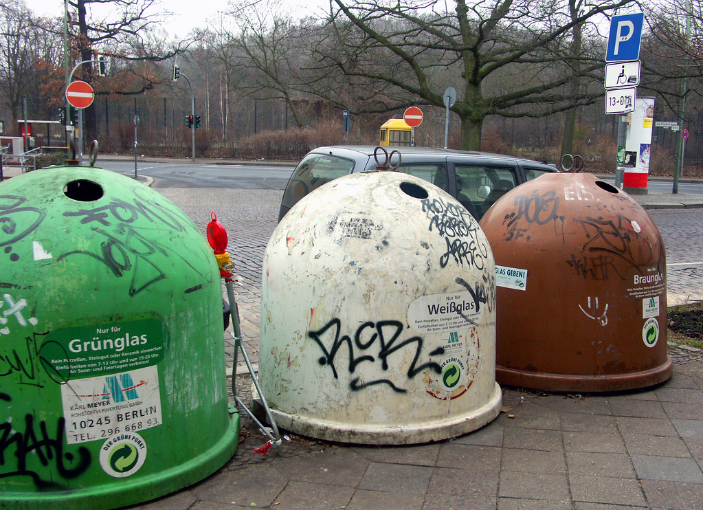 Berlin Glass Recycling Bins Separated by green, clear and … Flickr