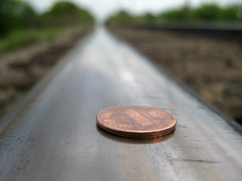 Minneapolis penny on the train tracks about to be flatten… Flickr